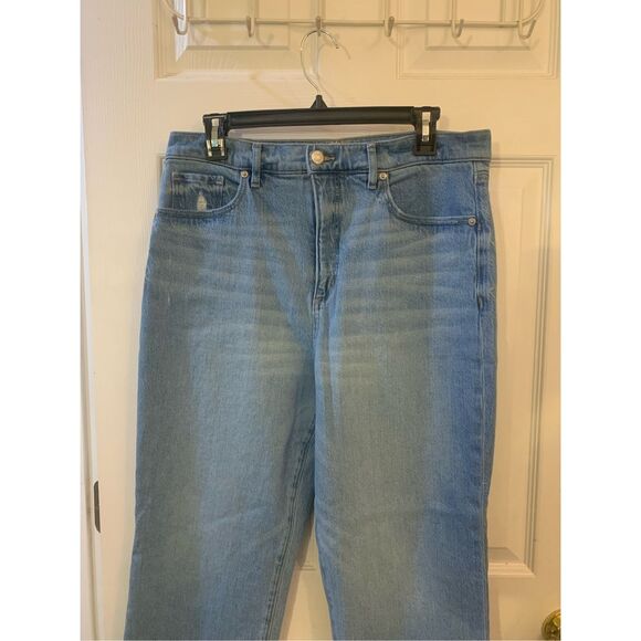LOFT JEANS STRAIGHT DISTRESSED ANKLE LIGHT WASH HIGH WAIST SZ 12 - Picture 4 of 14